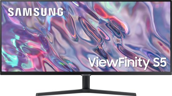 Front Zoom. Samsung - 34” ViewFinity S5 Ultrawide QHD 100Hz AMD FreeSync Monitor with HDR10 (DisplayPort, HDMI) - Black.