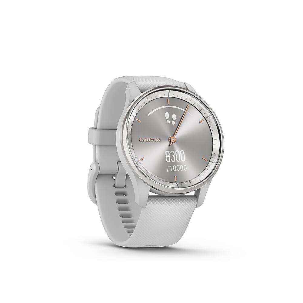 Angle. Garmin - vívomove Trend Hybrid Smartwatch 40 mm Fiber-Reinforced Polymer - Silver Stainless Steel.