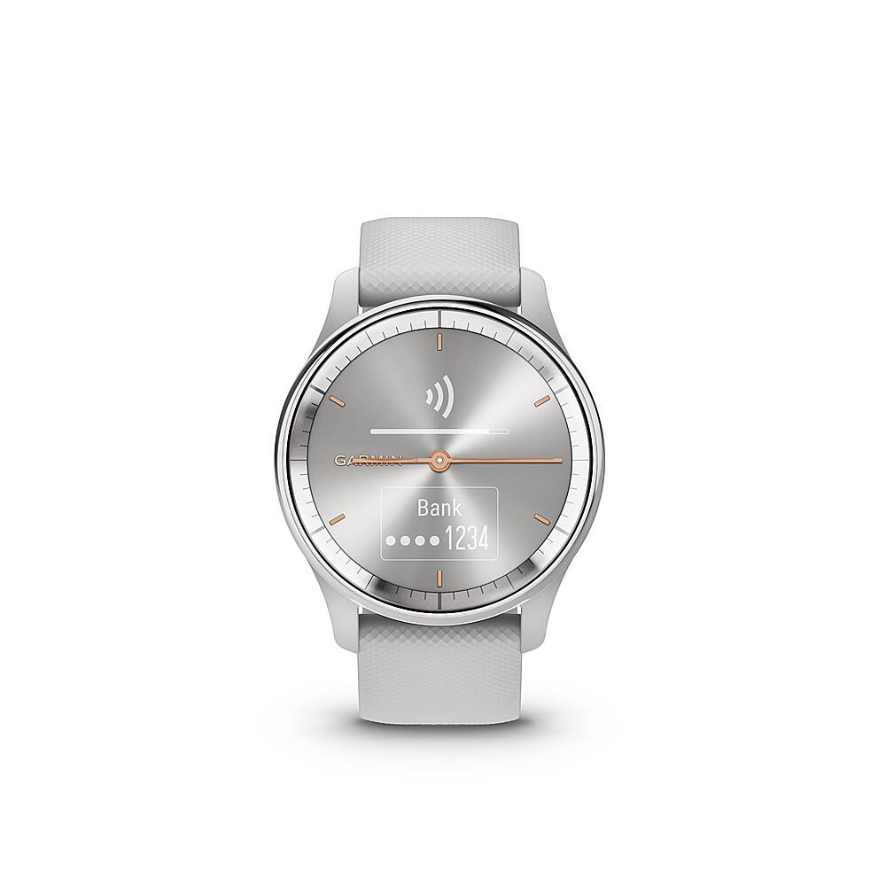 Alt View 4. Garmin - vívomove Trend Hybrid Smartwatch 40 mm Fiber-Reinforced Polymer - Silver Stainless Steel.