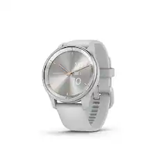 Front. Garmin - vívomove Trend Hybrid Smartwatch 40 mm Fiber-Reinforced Polymer - Silver Stainless Steel.