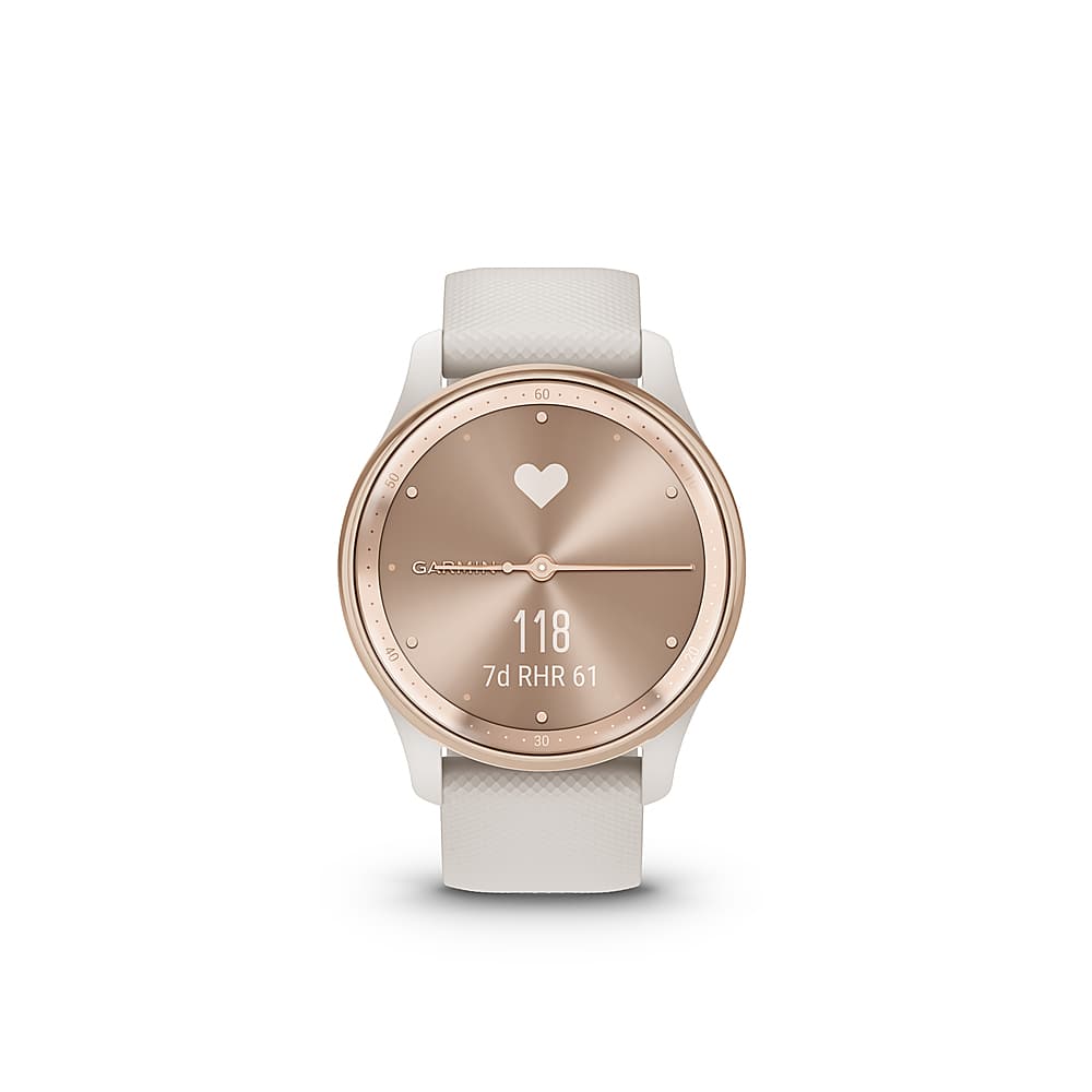 Alt View 3. Garmin - vívomove Trend Hybrid Smartwatch 40 mm Fiber-Reinforced Polymer - Peach Gold Stainless Steel with Ivory Band.