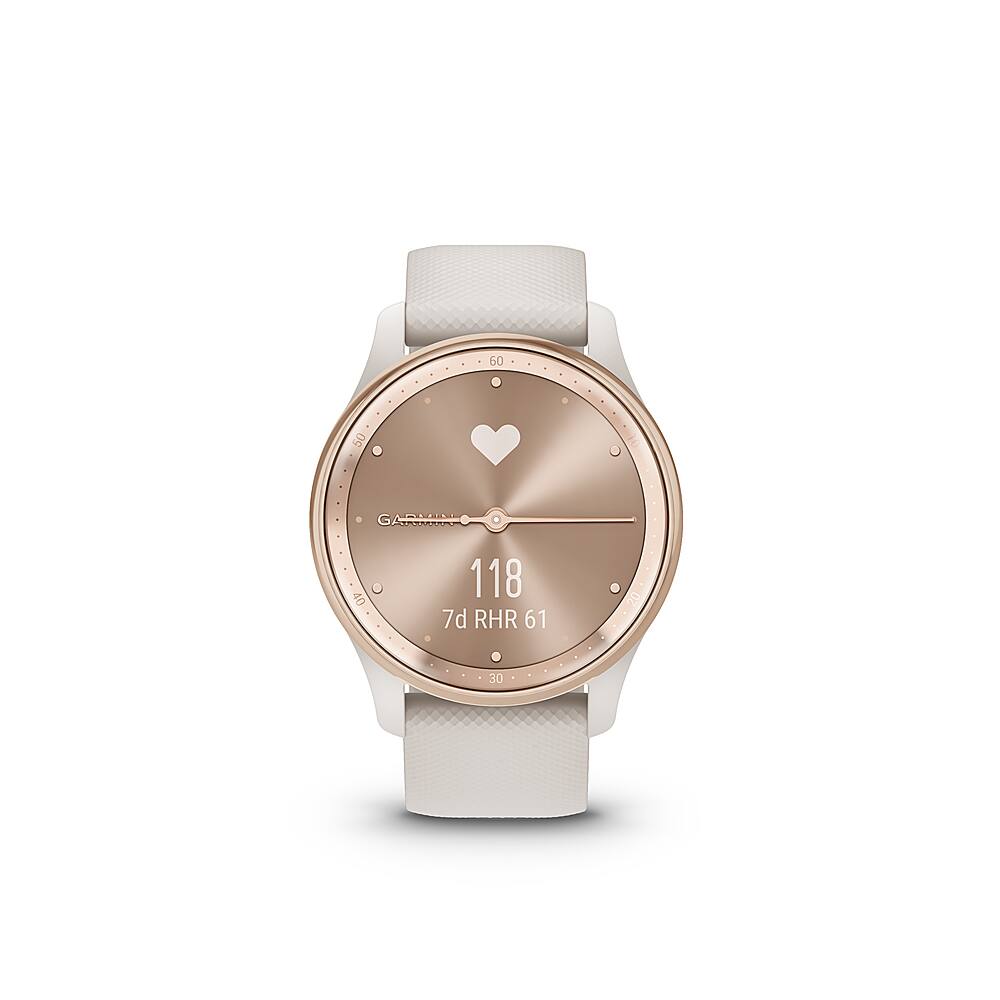 Alt View 3. Garmin - vívomove Trend Hybrid Smartwatch 40 mm Fiber-Reinforced Polymer - Peach Gold Stainless Steel with Ivory Band.
