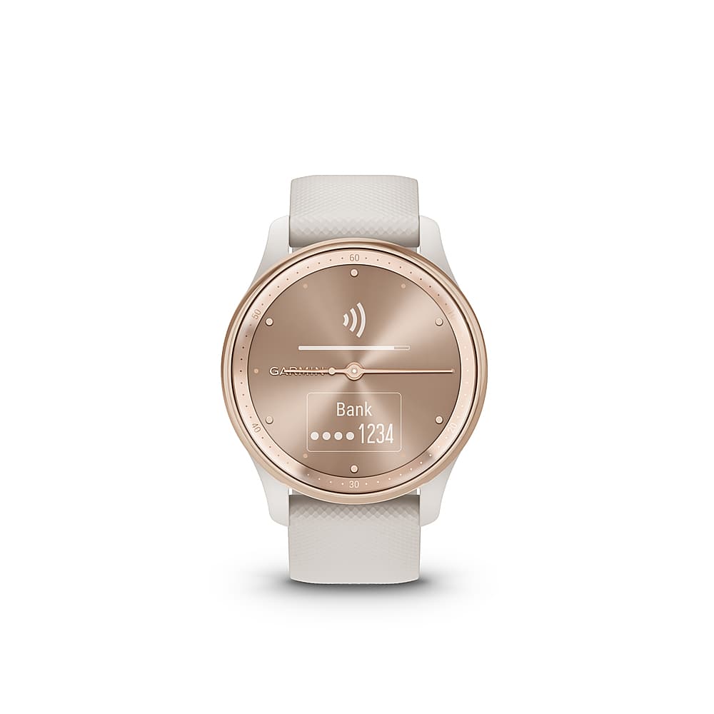 Alt View 4. Garmin - vívomove Trend Hybrid Smartwatch 40 mm Fiber-Reinforced Polymer - Peach Gold Stainless Steel with Ivory Band.