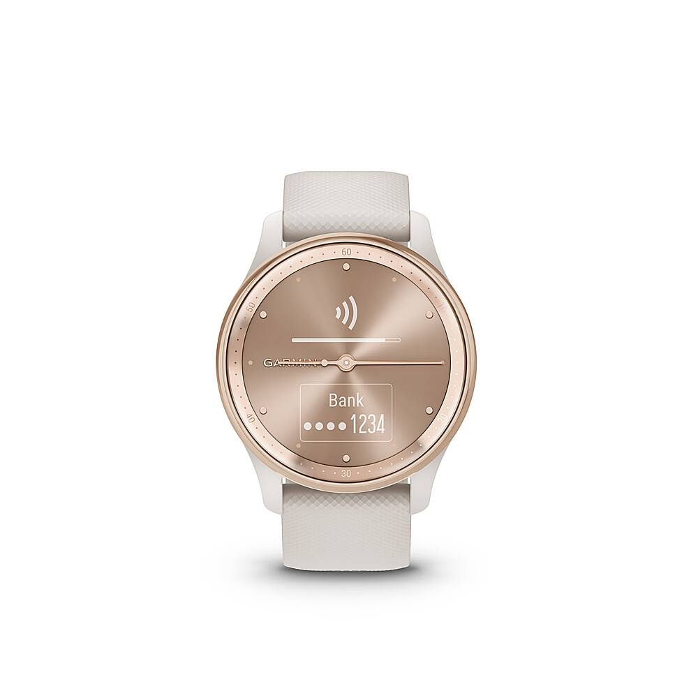 Alt View 4. Garmin - vívomove Trend Hybrid Smartwatch 40 mm Fiber-Reinforced Polymer - Peach Gold Stainless Steel with Ivory Band.