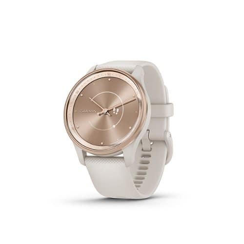 Garmin - vívomove Trend Hybrid Smartwatch 40 mm Fiber-Reinforced Polymer - Peach Gold Stainless Steel with Ivory Band - (2023)