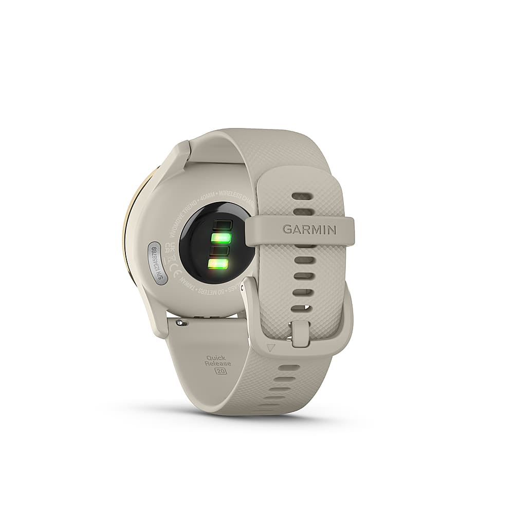 Back. Garmin - vívomove Trend Hybrid Smartwatch 40 mm Fiber-Reinforced Polymer - Cream Gold Stainless Steel with French Gray Band.