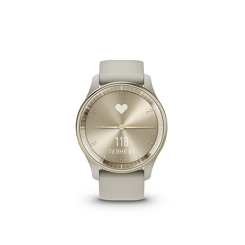 Alt View 3. Garmin - vívomove Trend Hybrid Smartwatch 40 mm Fiber-Reinforced Polymer - Cream Gold Stainless Steel with French Gray Band.
