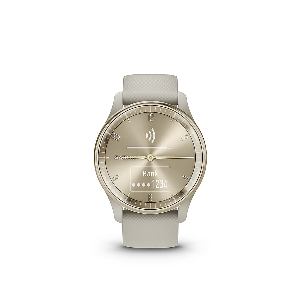 Alt View 4. Garmin - vívomove Trend Hybrid Smartwatch 40 mm Fiber-Reinforced Polymer - Cream Gold Stainless Steel with French Gray Band.