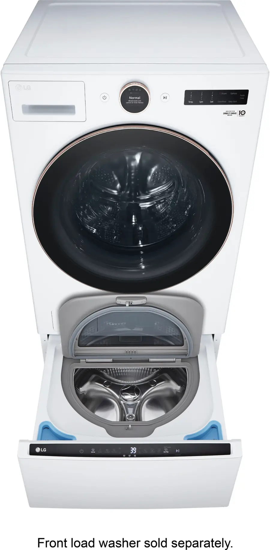 Alt View 19. LG - SideKick 1.0 Cu. Ft. High-Efficiency Smart Top Load Pedestal Washer - White.