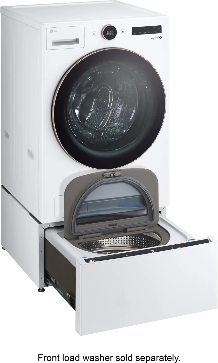 Alt View 21. LG - SideKick 1.0 Cu. Ft. High-Efficiency Smart Top Load Pedestal Washer - White.