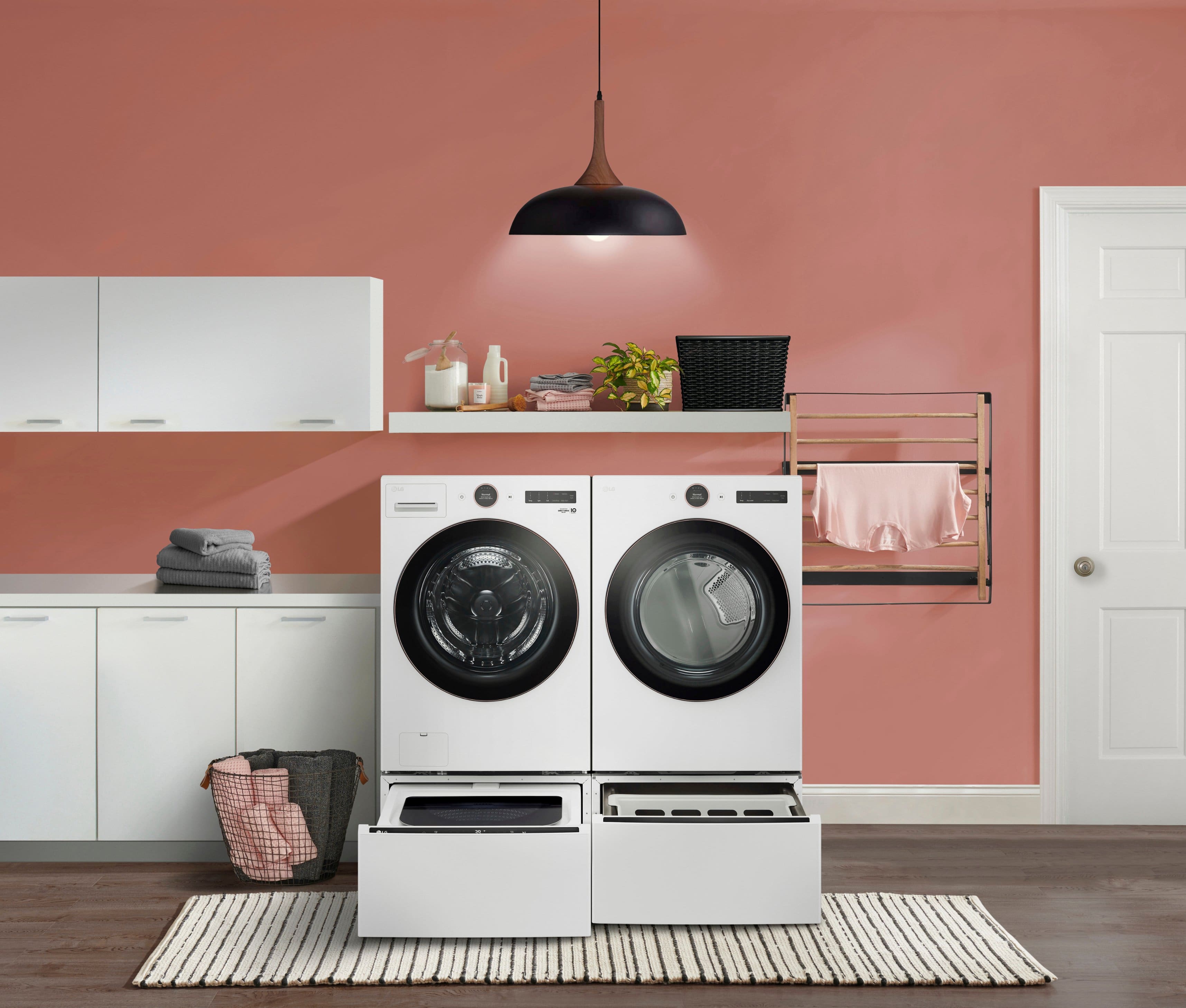 Lg washer deals dryer combo pedestal