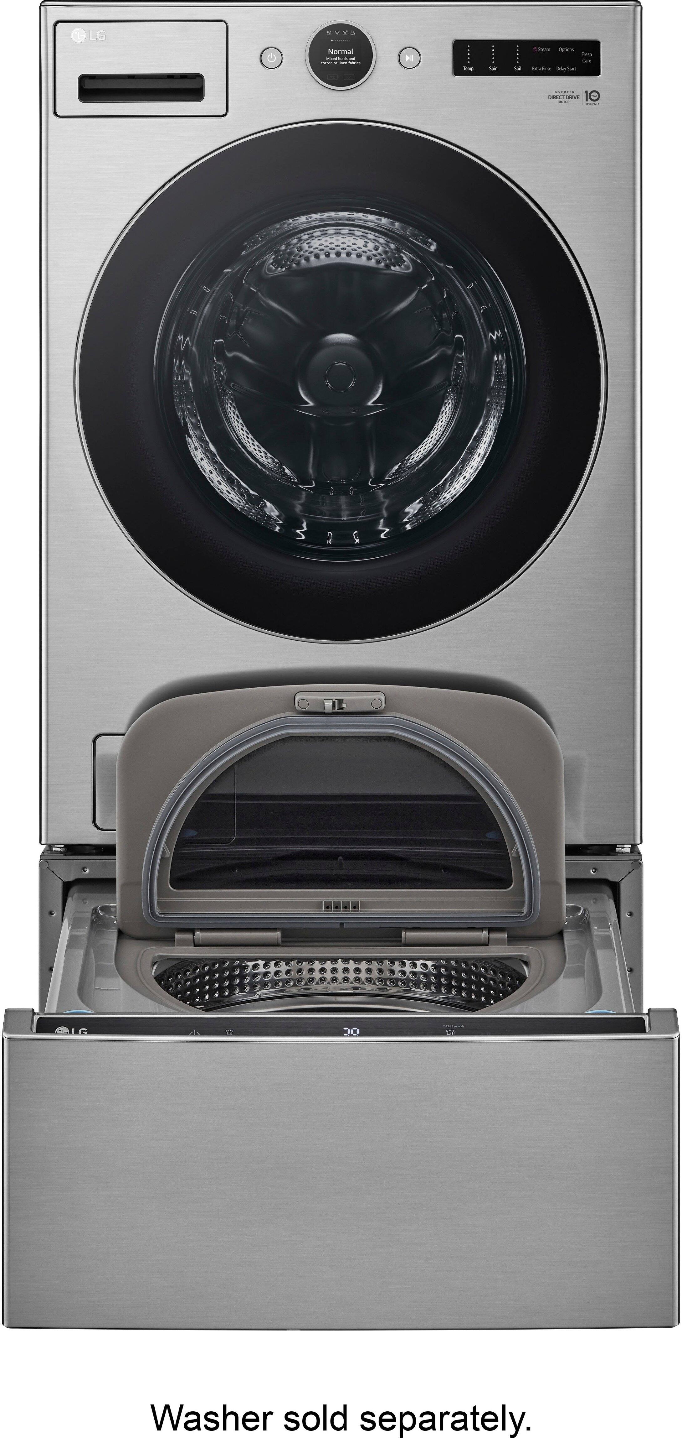 Alt View 20. LG - SideKick 1.0 Cu. Ft. High-Efficiency Smart Top Load Pedestal Washer - Graphite Steel.