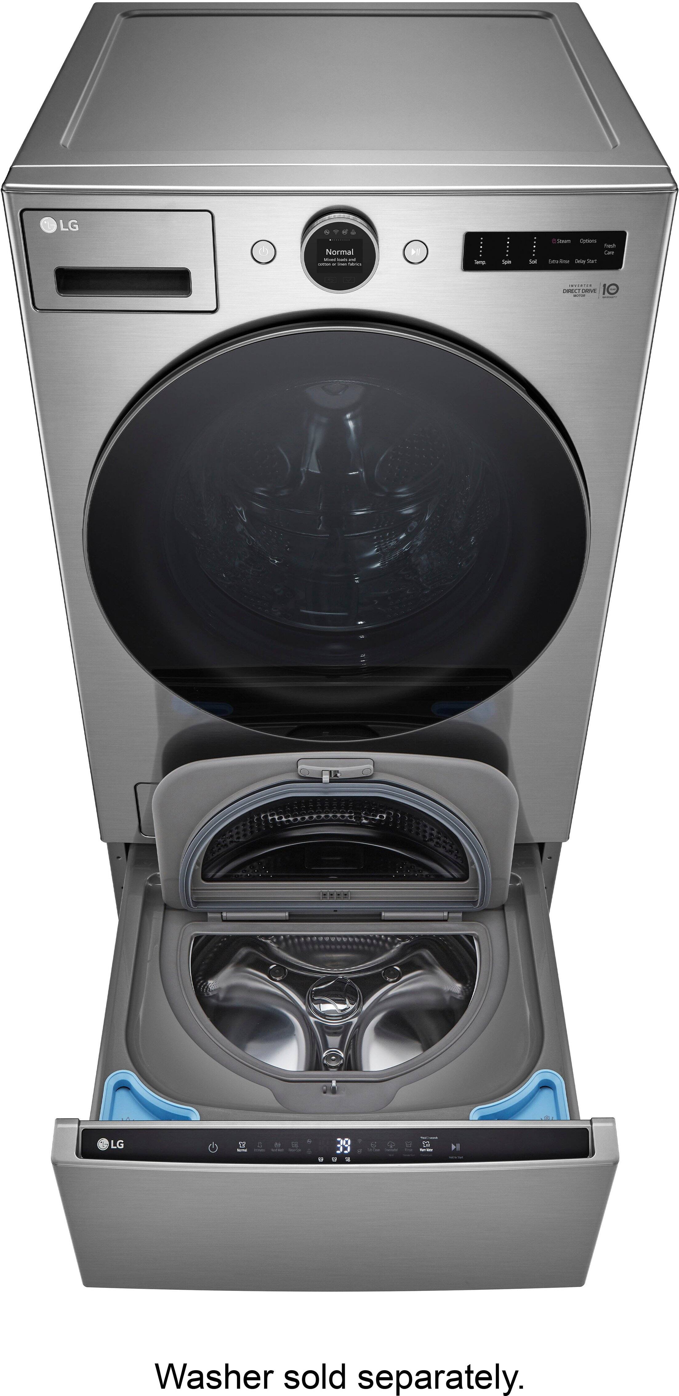 Alt View 23. LG - SideKick 1.0 Cu. Ft. High-Efficiency Smart Top Load Pedestal Washer - Graphite Steel.