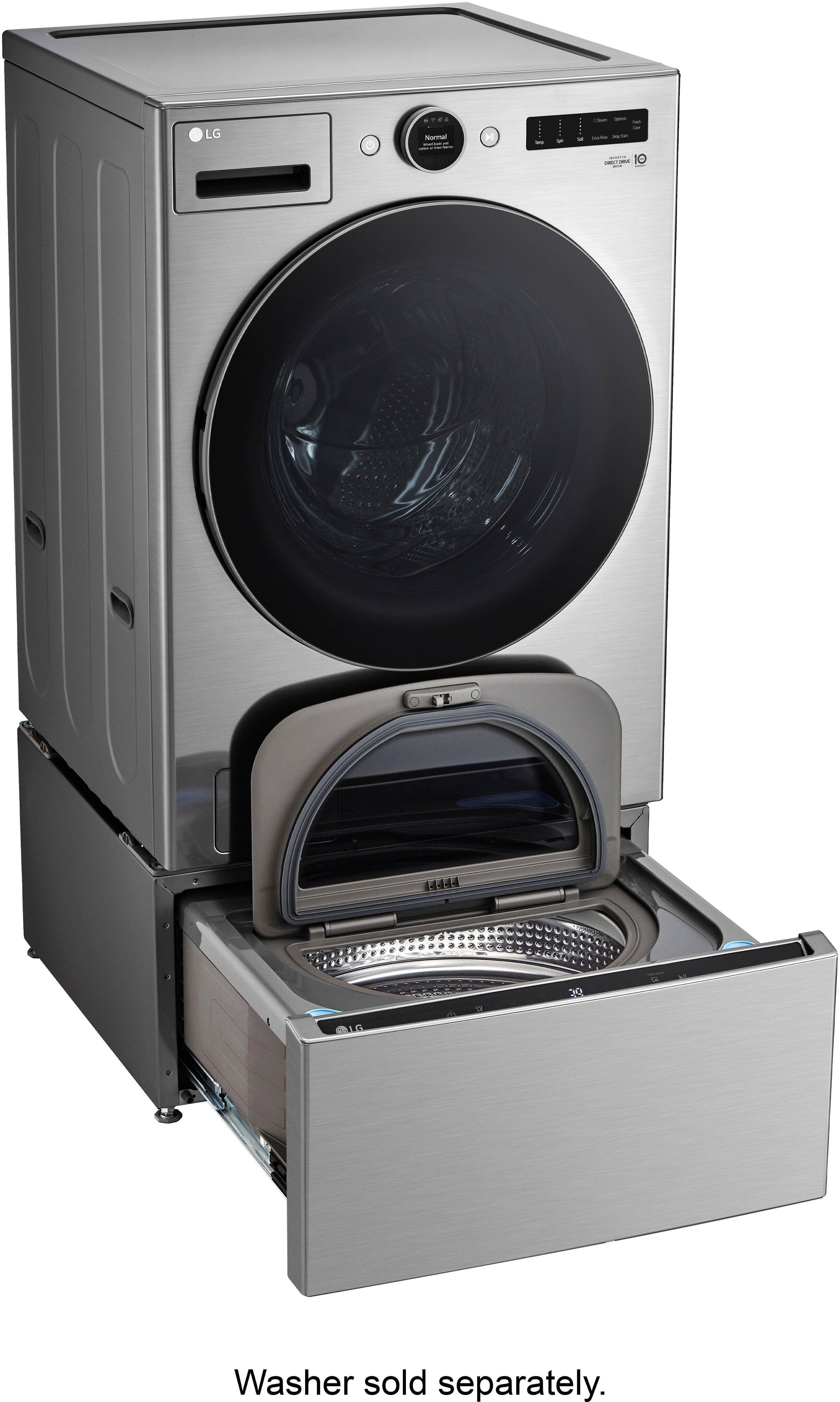 Alt View 26. LG - SideKick 1.0 Cu. Ft. High-Efficiency Smart Top Load Pedestal Washer - Graphite Steel.