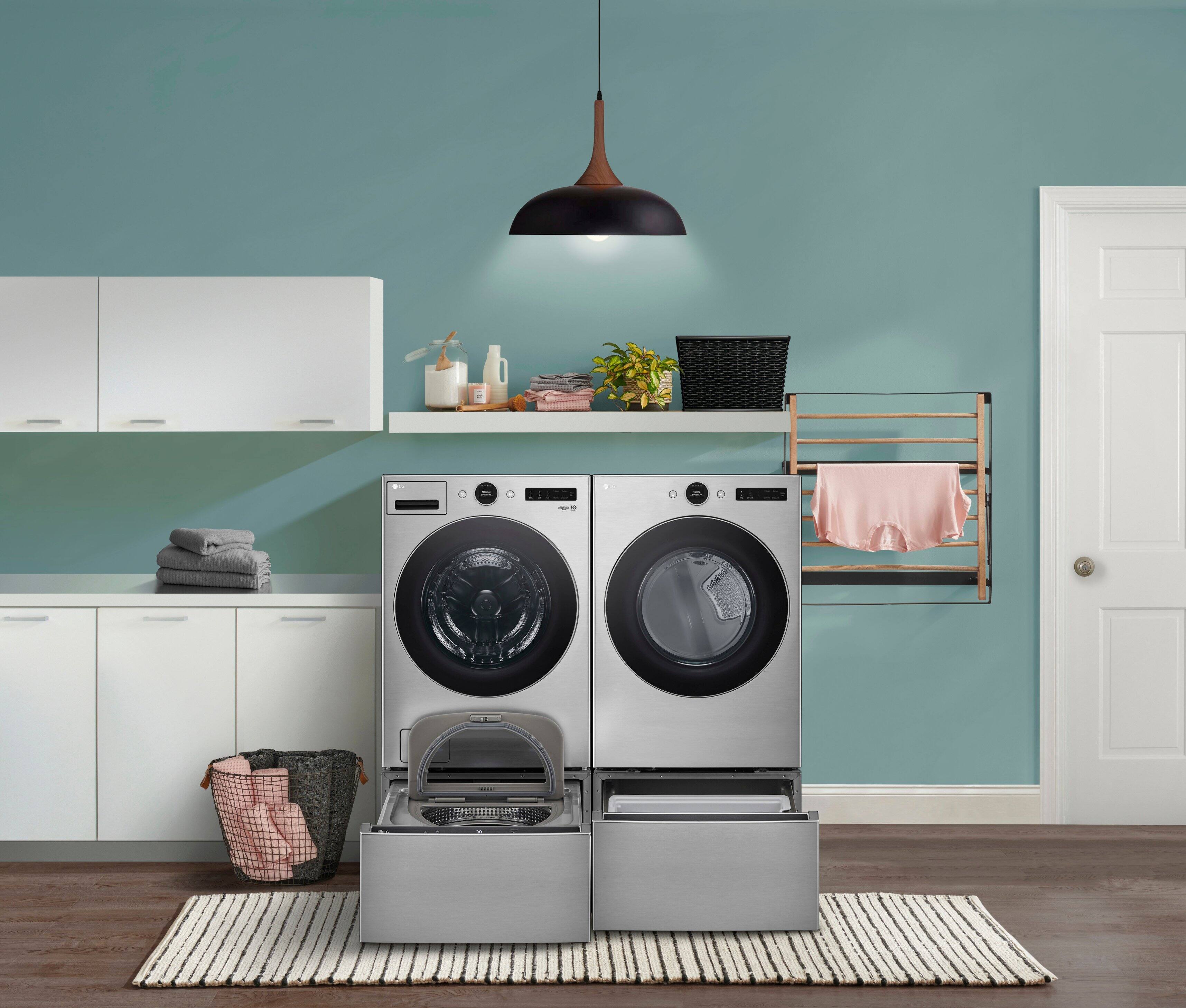 Alt View 30. LG - SideKick 1.0 Cu. Ft. High-Efficiency Smart Top Load Pedestal Washer - Graphite Steel.
