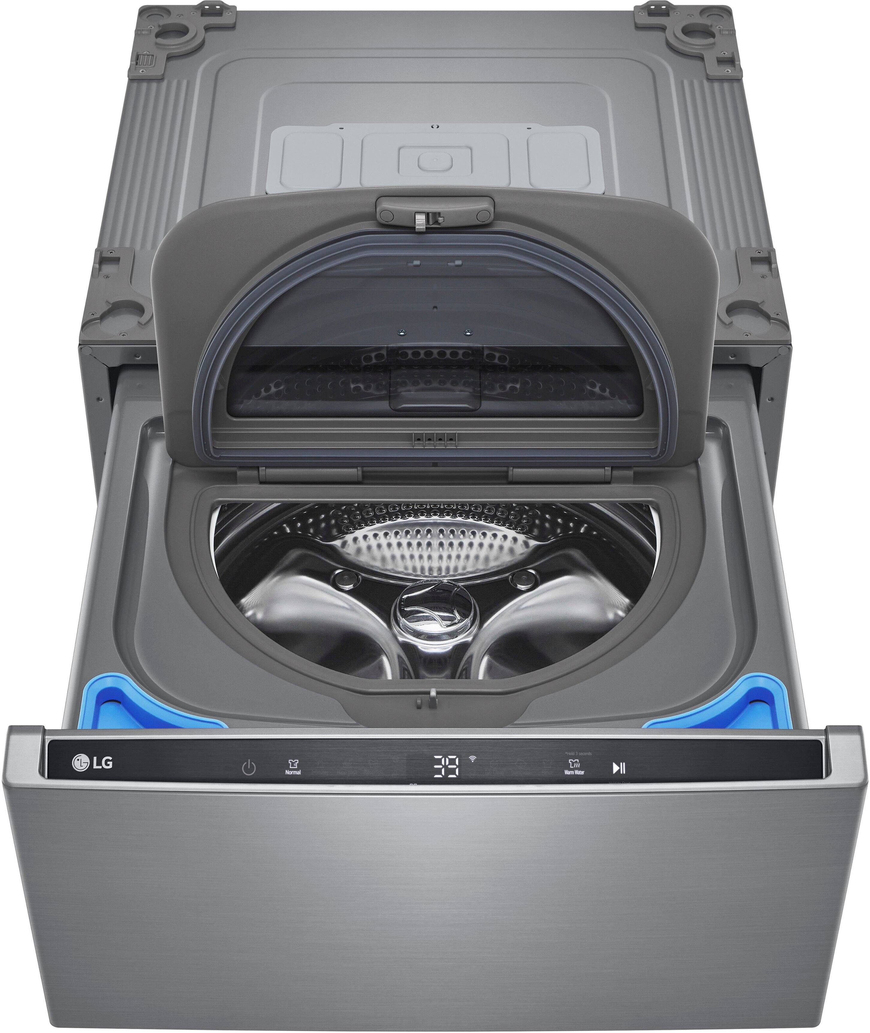 Alt View 11. LG - SideKick 1.0 Cu. Ft. High-Efficiency Smart Top Load Pedestal Washer - Graphite Steel.