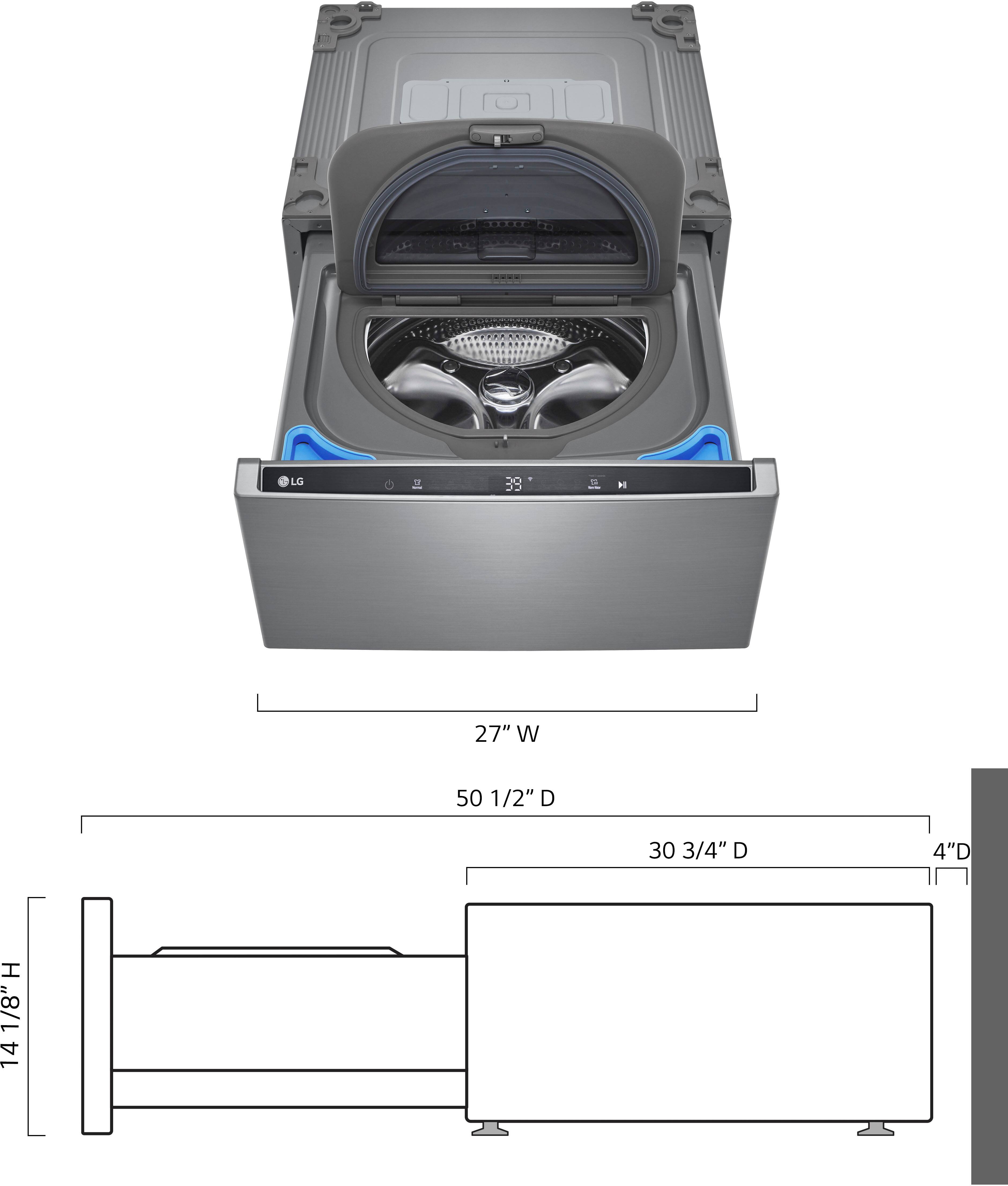 Left. LG - SideKick 1.0 Cu. Ft. High-Efficiency Smart Top Load Pedestal Washer - Graphite Steel.