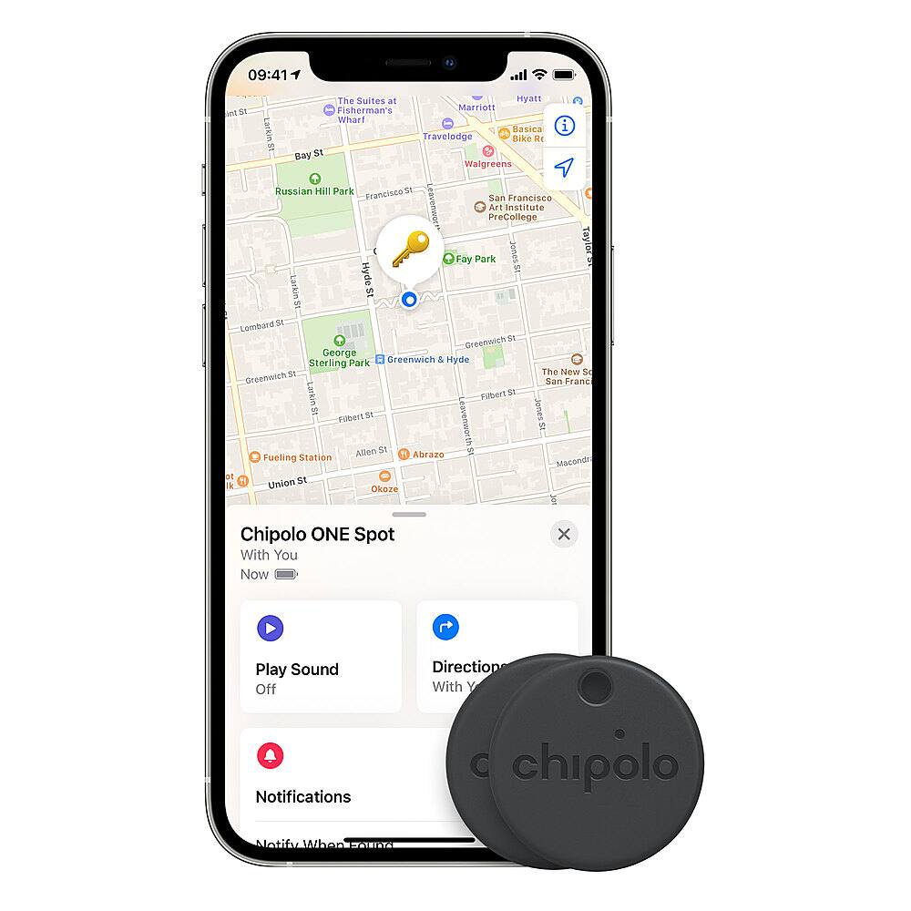Left. Chipolo - ONE Spot Item Tracker (2-Pack) - Almost Black.