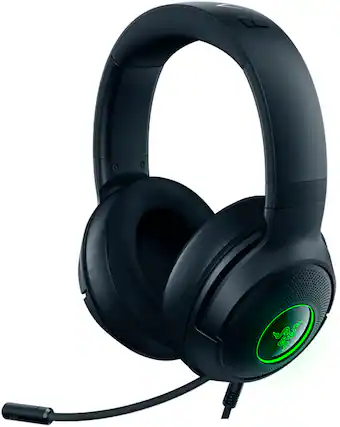 Front. Razer - Kraken V3 X Wired Gaming Headset for PC - Black.