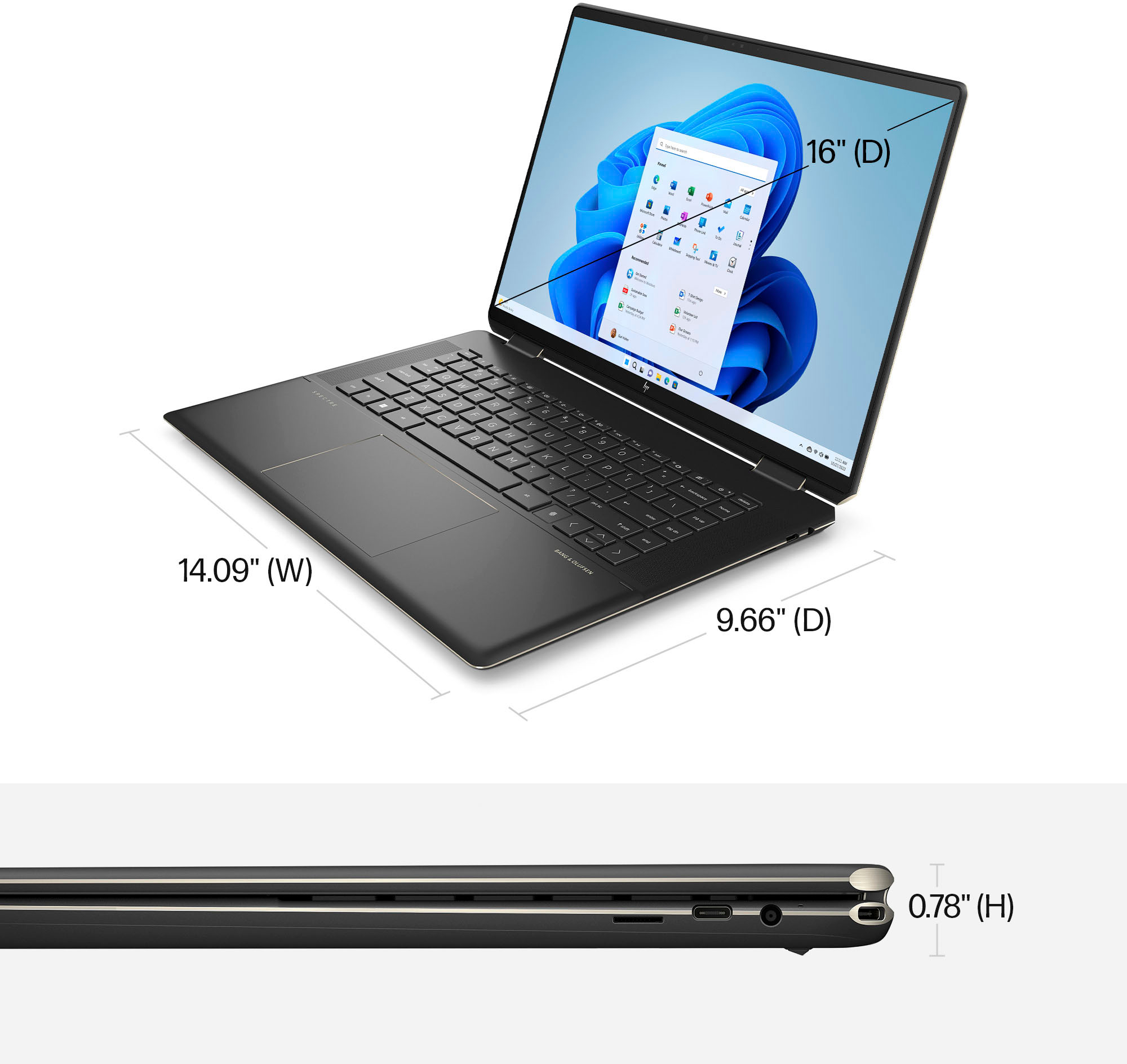HP - Spectre 2-in-1 16 UHD+ Touch-Screen Gaming Laptop - Intel Evo Core i7  - 16GB Memory - Intel Arc A370M - 1TB SSD - Nightfall Black 