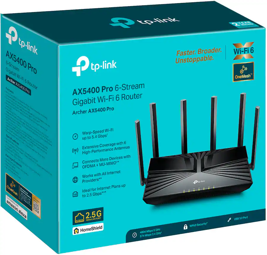 TP Link Archer AX5400 Pro Dual Band Wi Fi Router Black Archer