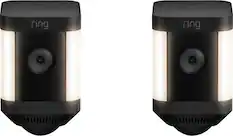 Front. Ring - Spotlight Cam Plus 2-pack Camera Indoor/Outdoor Wireless 1080p Security Cameras - Black.
