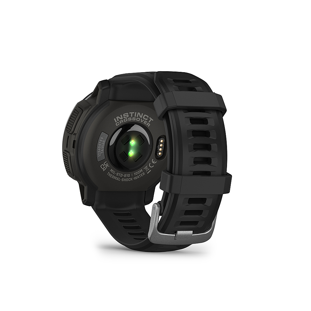 Back View: Garmin - Instinct Crossover 45mm Smartwatch Fiber-reinforced Polymer - Black