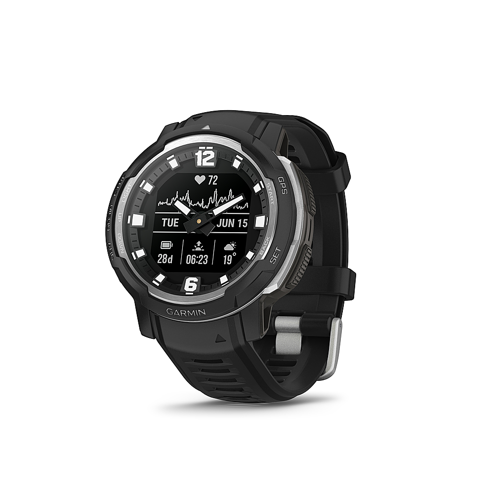 Left View: Garmin - Instinct Crossover 45mm Smartwatch Fiber-reinforced Polymer - Black