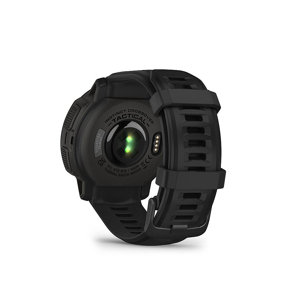 Back. Garmin - Instinct Crossover Solar, Tactical Edition 45mm Smartwatch Fiber-reinforced Polymer - Black.