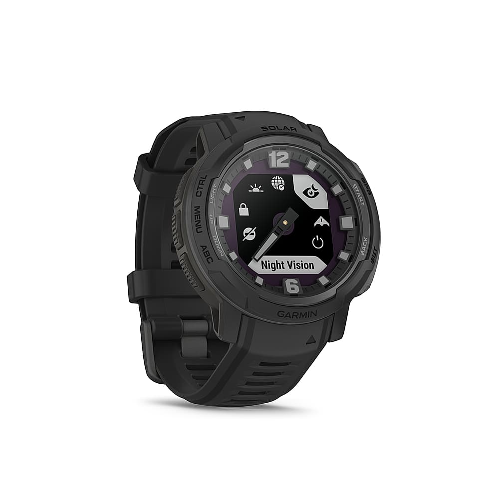 Angle. Garmin - Instinct Crossover Solar, Tactical Edition 45mm Smartwatch Fiber-reinforced Polymer - Black.