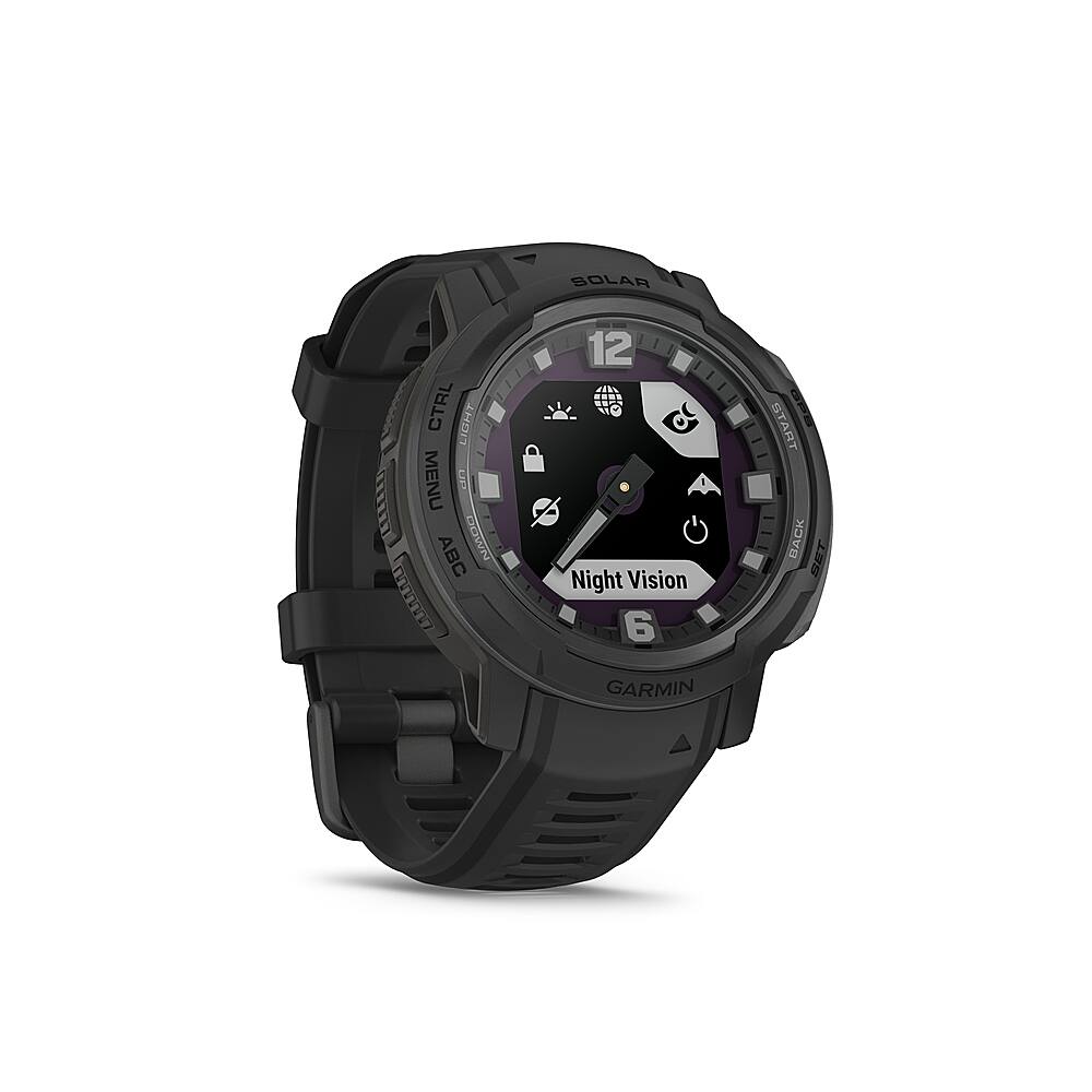 Angle. Garmin - Instinct Crossover Solar, Tactical Edition 45mm Smartwatch Fiber-reinforced Polymer - Black.