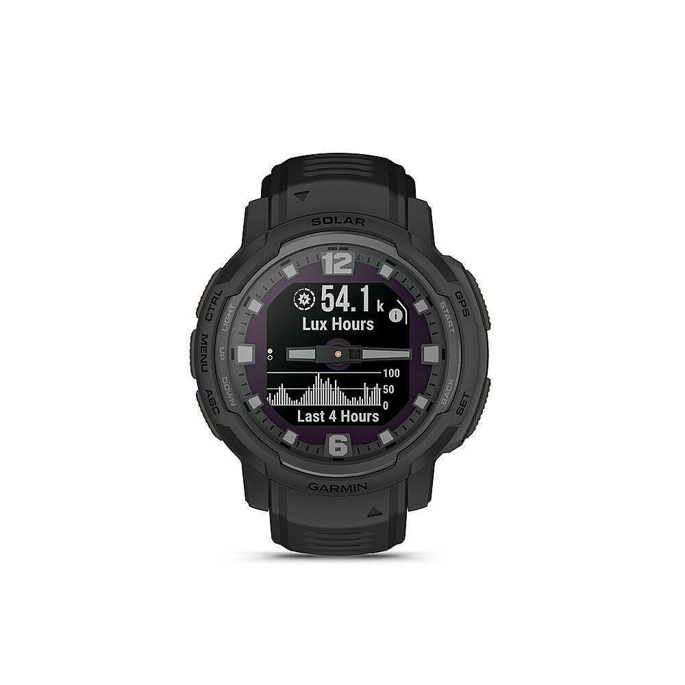 Left. Garmin - Instinct Crossover Solar, Tactical Edition 45mm Smartwatch Fiber-reinforced Polymer - Black.