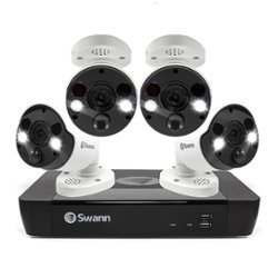Swann - Refurbished - 8 Channel 2TB, 4 x 4K PoE Cameras, w/Dual LED spotlights & Face Dection - Black/White - Front_Zoom