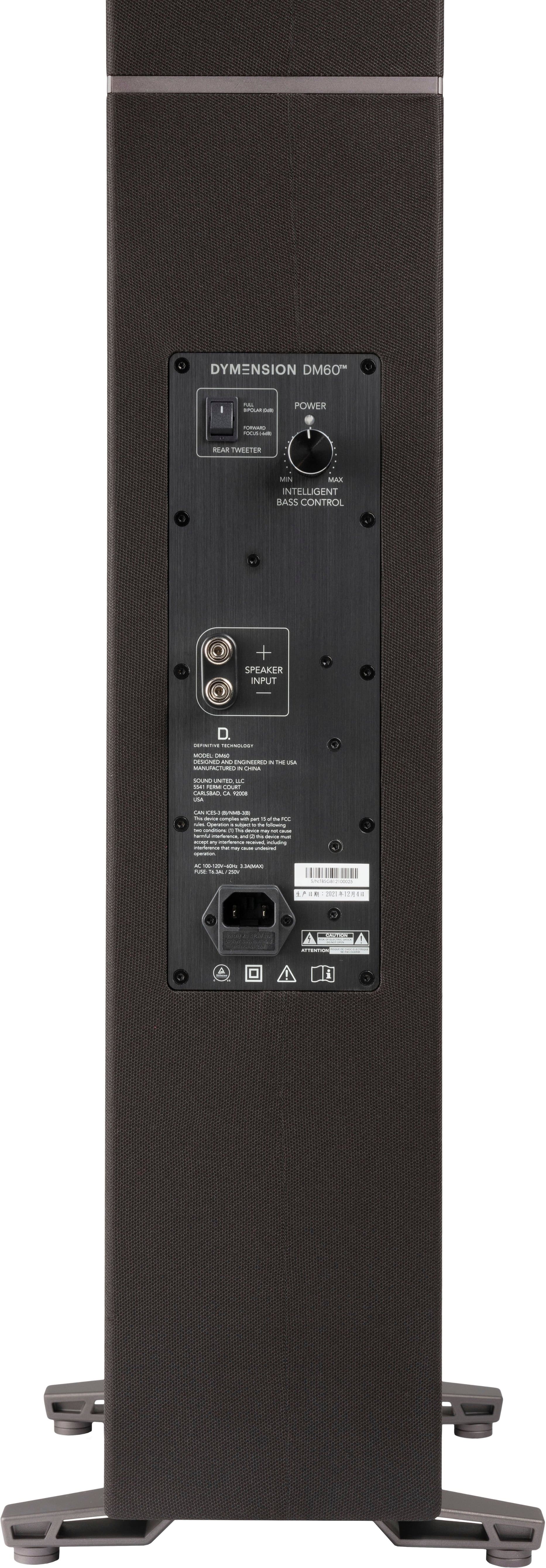 Back. Definitive Technology - Dymension DM60 4.5" Mid-Size Tower Speaker (Each) - Black.