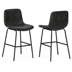 Simpli Home - Jolie Counter Height Stool (Set of 2) - Distressed Charcoal Grey - Front_Zoom