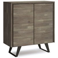 Simpli Home - Lowry Medium Storage Cabinet - Distressed Grey - Front_Zoom