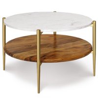 Simpli Home - Wagner Coffee Table - White/Natural - Front_Zoom