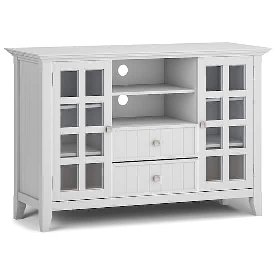 Simpli Home Acadian Solid Wood Tall TV Media Stand For TVs up