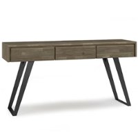 Simpli Home - Lowry Console Sofa Table - Distressed Grey - Front_Zoom