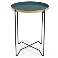 Simpli Home - Layton Round Metal Side Table - Teal - Front_Zoom