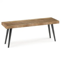 Simpli Home - Durham Solid Mango Wood 43 inch Wide Industrial Contemporary Bench in - Distressed Natural - Front_Zoom