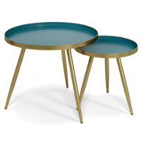 Simpli Home - Weaton 2 Piece Nesting Table - Teal - Front_Zoom