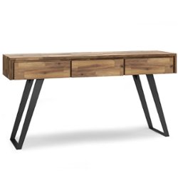 Simpli Home - Lowry Console Sofa Table - Distressed Golden Wheat - Front_Zoom