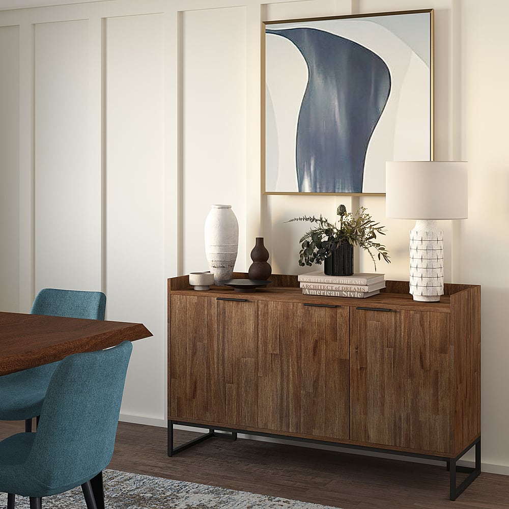 Left View: Simpli Home - Milverton Sideboard Buffet - Rustic Natural Aged Brown