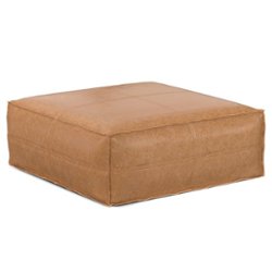 Simpli Home - Brody Extra Large Coffee Table Pouf - Distressed Brown - Front_Zoom