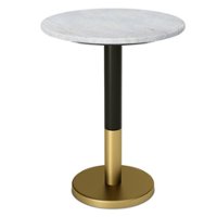 Simpli Home - Evans  Marble Side Table - White - Front_Zoom