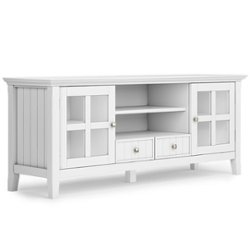Simpli Home - Acadian Solid Wood 60 inch Wide Rustic TV Media Stand in White For TVs up to 65 inches - White - Front_Zoom