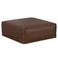 Simpli Home - Brody Extra Large Coffee Table Pouf - Distressed Dark Brown - Front_Zoom