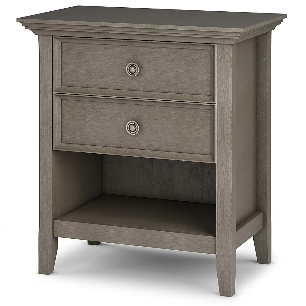 Angle View: Simpli Home - Amherst Square Solid Pine Wood 1-Drawer End Table - Dark American-Brown
