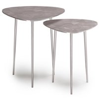Simpli Home - Shelton 2 Piece Metal Nesting Table - Nickel - Front_Zoom